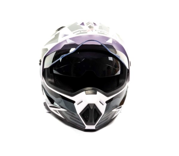 Шлем мото мотард HIZER J6802 #4 (S) white/gray (2 визора)